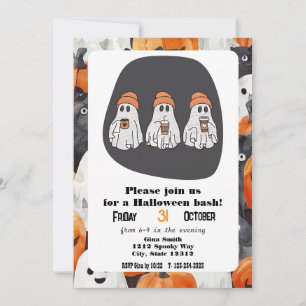Invitation Trois fêtards Halloween Bash