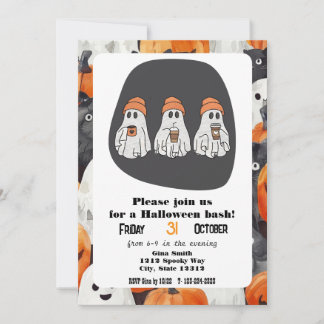 Invitation Trois fêtards Halloween Bash