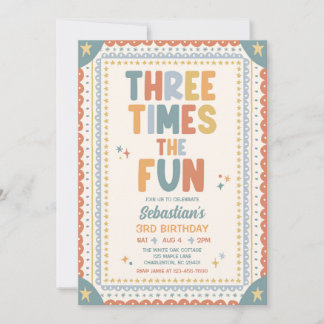 Invitation Trois fois plus de plaisir Anniversaire fantaisist