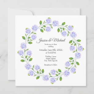 Invitation Trois Hydrangées Aquarelle Florale Wreath