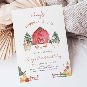 Invitation Trois-I-E-I-O Ferme Noël 3e fête d'anniversaire