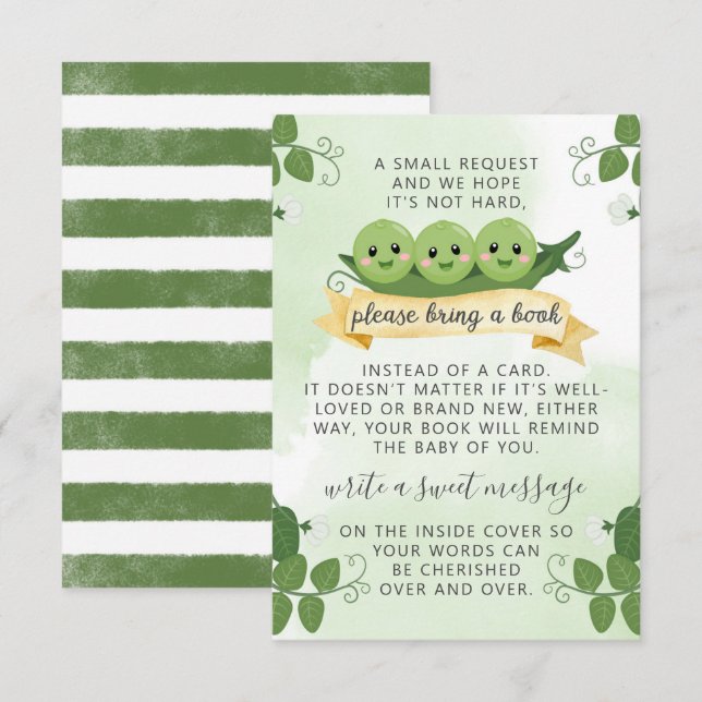 Invitation Trois Livres De Pois Pour Baby Request Card Insére (Devant / Derrière)