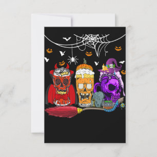 Invitation Trois Lunettes D'Horreur De Bière Halloween Crâne 