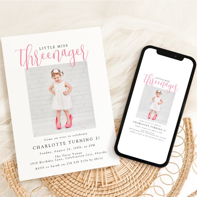 Invitation Trois | Photo 3ème fête d'anniversaire (Créateur téléchargé)