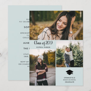 Invitation Trois photos  Parti de graduation en typographie m