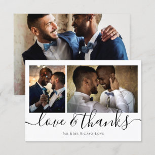 Invitation Trois photos personnalisées Amour et Merci
