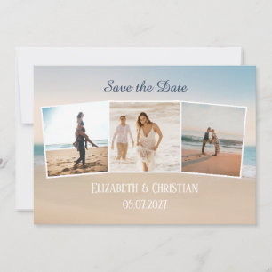 Invitation Trois Photos Sur La Plage Élégante Économisez La D