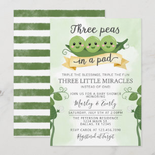 Invitation Trois pois dans un Baby shower de pois Triplet d'i