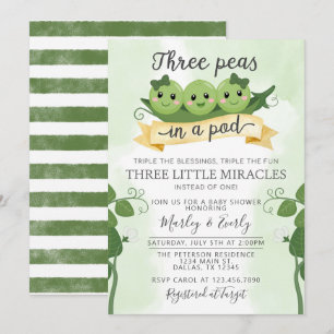 Invitation Trois pois dans un Baby shower de pois Triplet d'i
