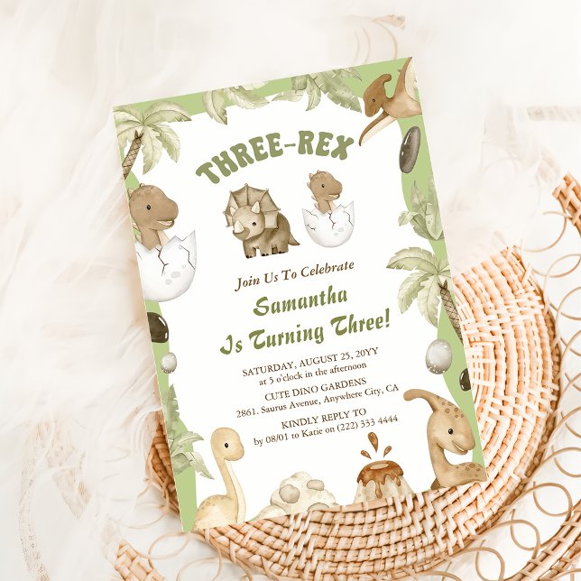 Invitation Trois Rex Dinosaur Boy 3ème fête d'anniversaire (Créateur téléchargé)