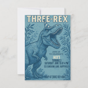 Invitation Trois Rex Dinosaur Jungle Anniversaire