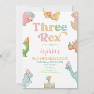 Invitation Trois Rex Dinosaure 3ème Anniversaire