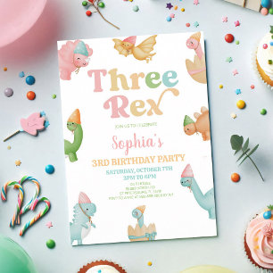 Invitation Trois Rex Dinosaure 3ème Anniversaire