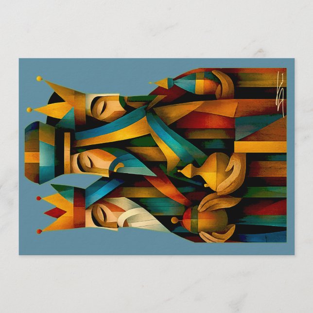 Invitation Trois Sages Hommes Art Abstrait de la Nativité (Devant)