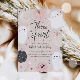 Invitation Trois Spirit Boho Halloween Ghost 3e anniversaire