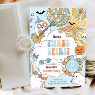 Invitation Trois Spirit Retro Halloween Party Troisième anniv