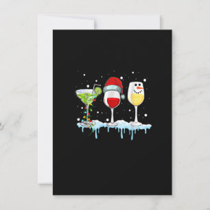 Invitation Trois verres à vin Noël Bonhomme de neige Chapeau