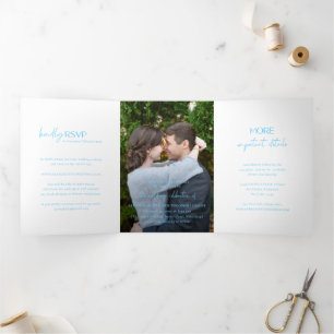 Invitation Trois Volets Alexis Blue Elegant Mariage moderne