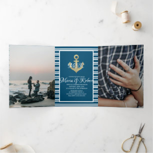 Invitation Trois Volets Ancre de marée marine nautique