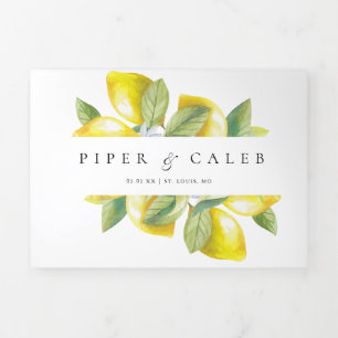 Invitation Trois Volets Aquarelle Citrus Lemon BlossMariage