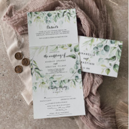 Invitation Trois Volets Aquarelle Eucalyptus Mariage de verdure