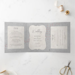 Invitation Trois Volets aquarelle tandem vélo avec mariage de coeur