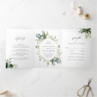 Aquarelle verte Hexagon or photo Mariage