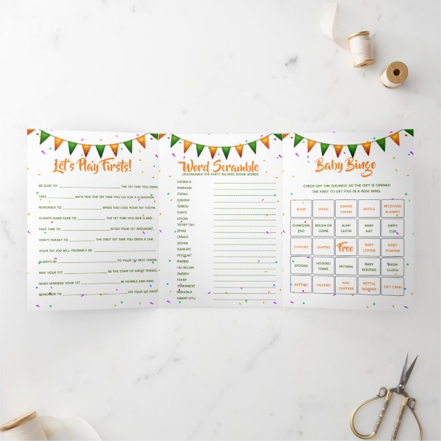 Invitation Trois Volets Baby Irish premier anniversaire jeux (Intérieur)