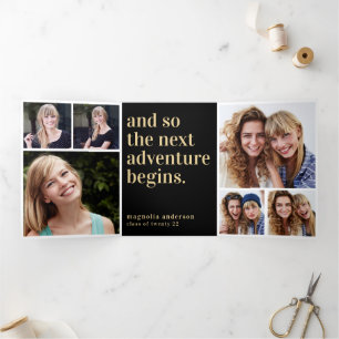 Invitation Trois Volets Black Gold Photos Graduation Party Prochaine avent
