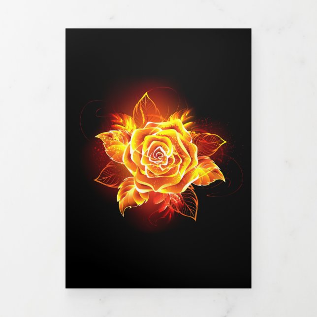 Invitation Trois Volets Blooming Fire Rose (Page de couverture)