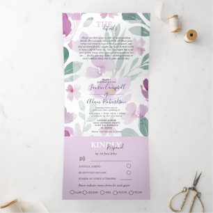 Invitation Trois Volets Boho Floral Mariage 