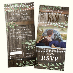 Invitation Trois Volets Budget tout en un Mariage de verdure rustique