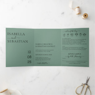 Invitation Trois Volets Cadet Blue Mariage ensemble tout-en-un réponse aim