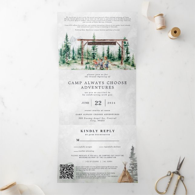 Invitation Trois Volets Camp Always Choose Adventures | Grande Ouverture (Intérieur)