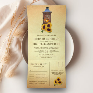 Invitation Trois Volets Chandelier Bougie Tournesol Rustique Mariage Tout