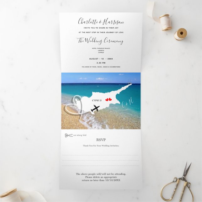 Invitation Trois Volets Chypre Mariage Destination Mariage (Intérieur)