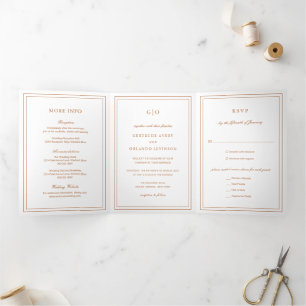 Invitation Trois Volets Citrouille classique Orange mariage élégant