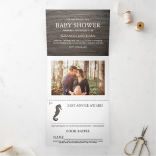 Invitation Trois Volets Clay Seahorse, Suite Baby shower