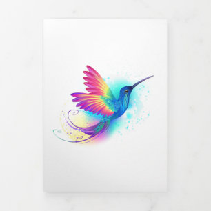 Invitation Trois Volets Colibri arc-en-ciel exotique