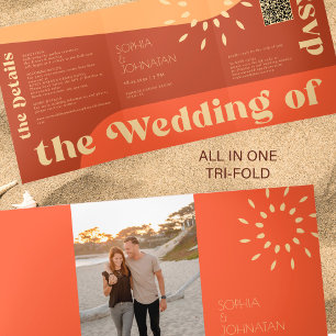 Invitation Trois Volets Coucher de soleil d'été italien tout en un mariage