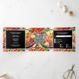 Invitation Trois Volets Délicieux plat de paella pour la soirée de fin d'a