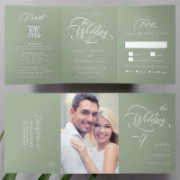 Élégant Mariage de script élégant Sage Vert