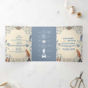 Invitation Trois Volets Élégant Mariage floral