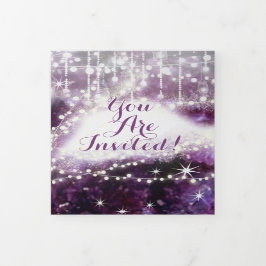 Invitation Trois Volets Elégant violet Améthyste Crystal Geode Mariage Tri