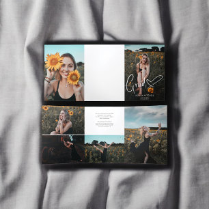 Invitation Trois Volets Fille Signature Coeur Photo Graduation