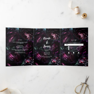 Invitation Trois Volets Fleurs audacieuses et lunatiques Enchantement flor