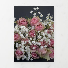 Invitation Trois Volets Fleurs de roses Pétales de rose Fleurs Rose Blanc