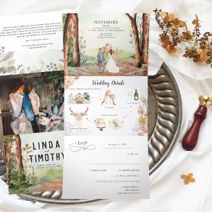 Invitation Trois Volets Forêt rustique d'automne Mariage Bohème