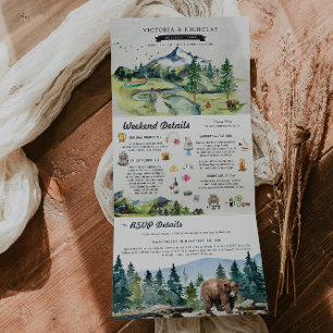 Invitation Trois Volets Forêt Rustique Mariage illustré