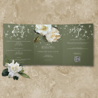 Gardenias blanches modernes sur Sage Sparkle Maria